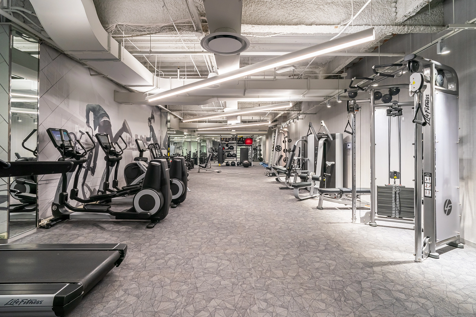 Fitness center at 6400 Shafer Court office building in Rosemont.